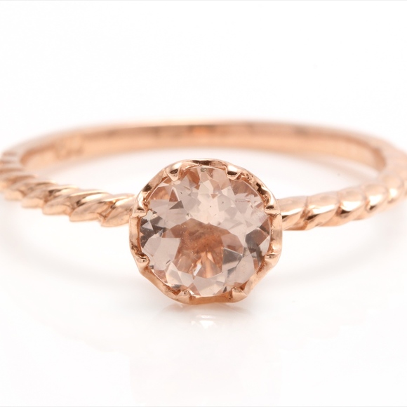 Rose Gold 1.00 Carats Natural Morganite 14k Solid